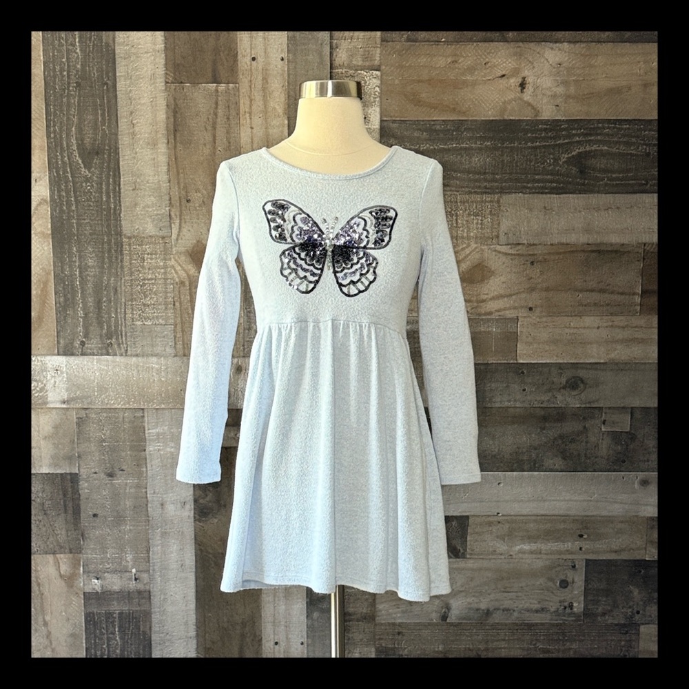 Rumi + Ryder long sleeve dress girls medium rainbow sequins butterfly school